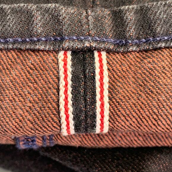 3 X 1 Size 34 Black Orange Heather Cotton Straight Selvedge Jeans - Picture 9 of 9